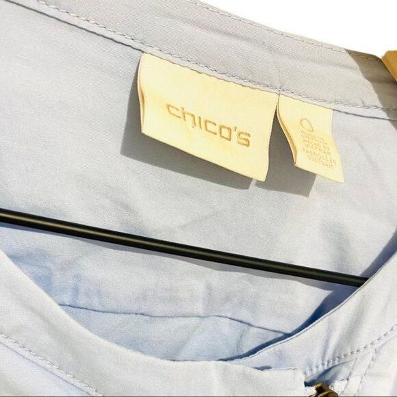 Chico’s Blue  Casual Cool Cotton Jacket Full Zip Jacket Size M - Picture 4 of 10